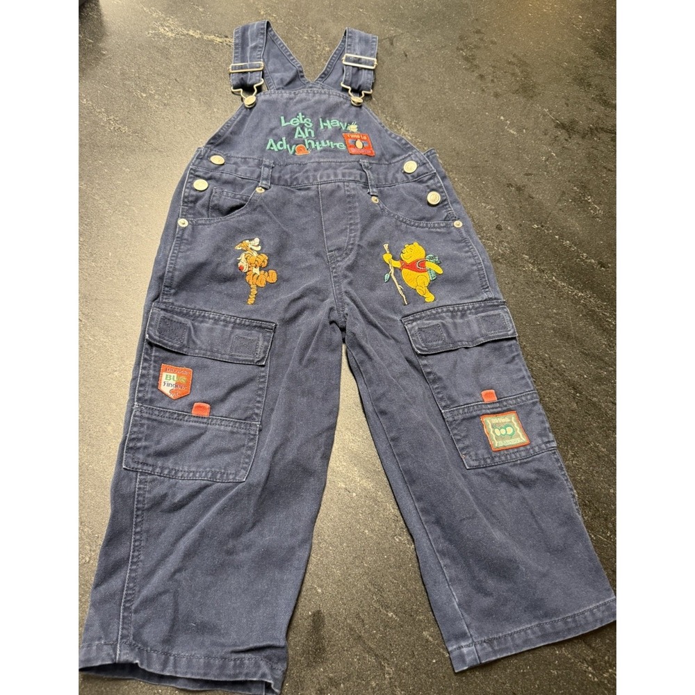 Vintage Disney Pooh 100 Acre Collection Winnie the Pooh Tigger Blue Overalls 2T - Picture 2 of 11